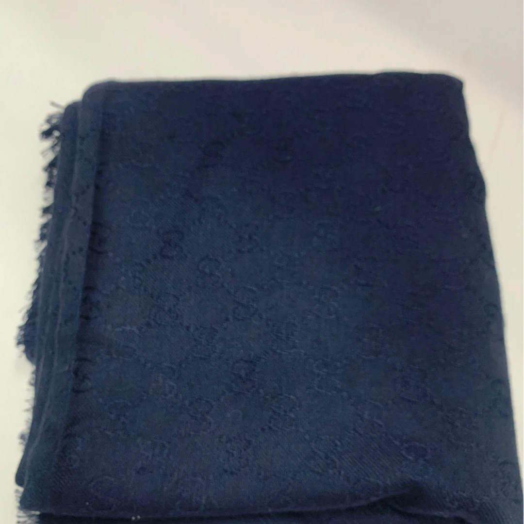 全新未使用 GUCCI/古驰 【小花念念】深蓝底 蓝老花围巾 藏青