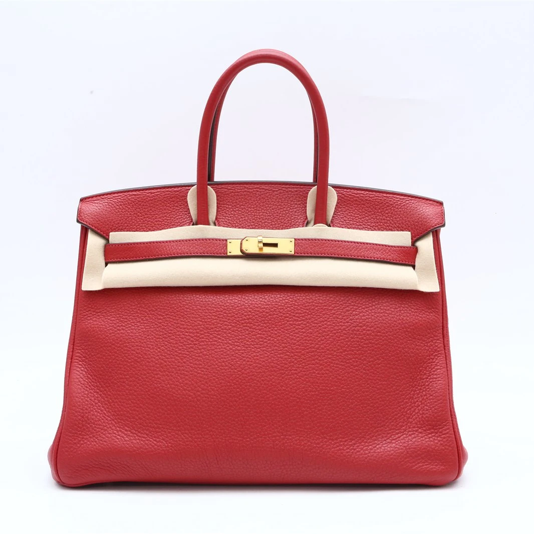 99新 Hermes/爱马仕 小花6枫Birkin 35 国旗红 Togo皮 框O 金扣