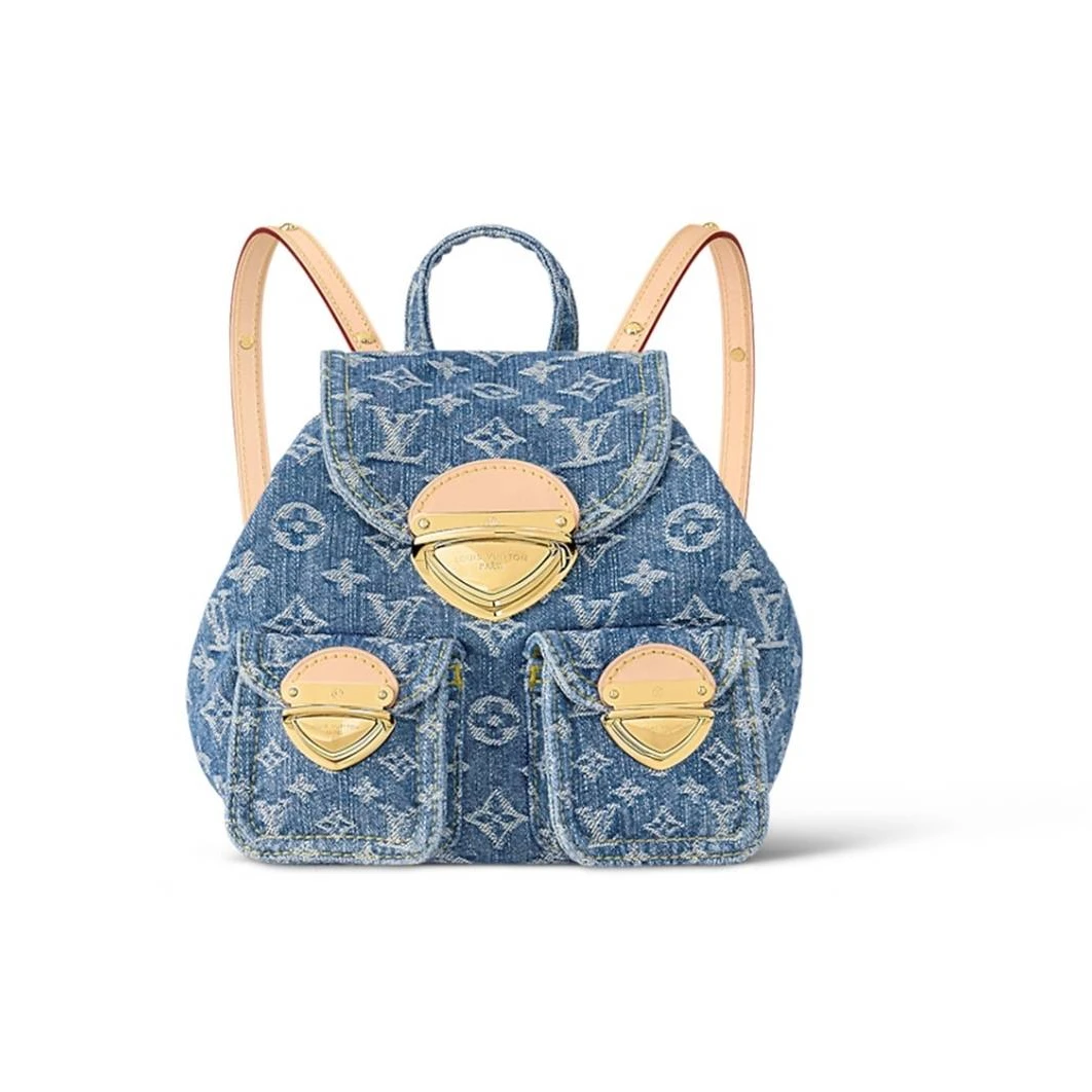 全新未使用 LouisVuitton/路易威登 【小花念念】双肩包 牛仔蓝