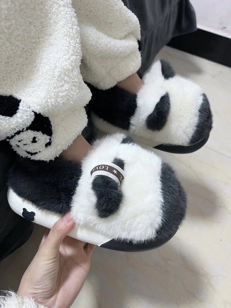 2024新款儿童棉拖鞋秋冬季卡通加绒包跟可爱毛绒宝宝拖鞋男女童