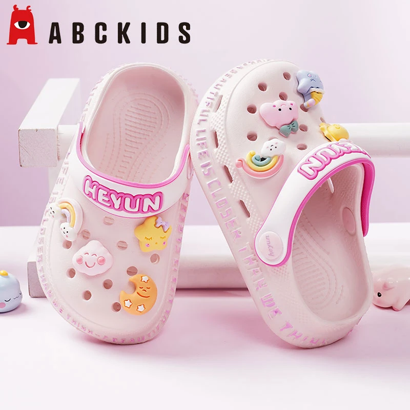 Abckids儿童洞洞鞋防滑女童拖鞋女孩学生夏季卡通外穿亲子凉拖鞋