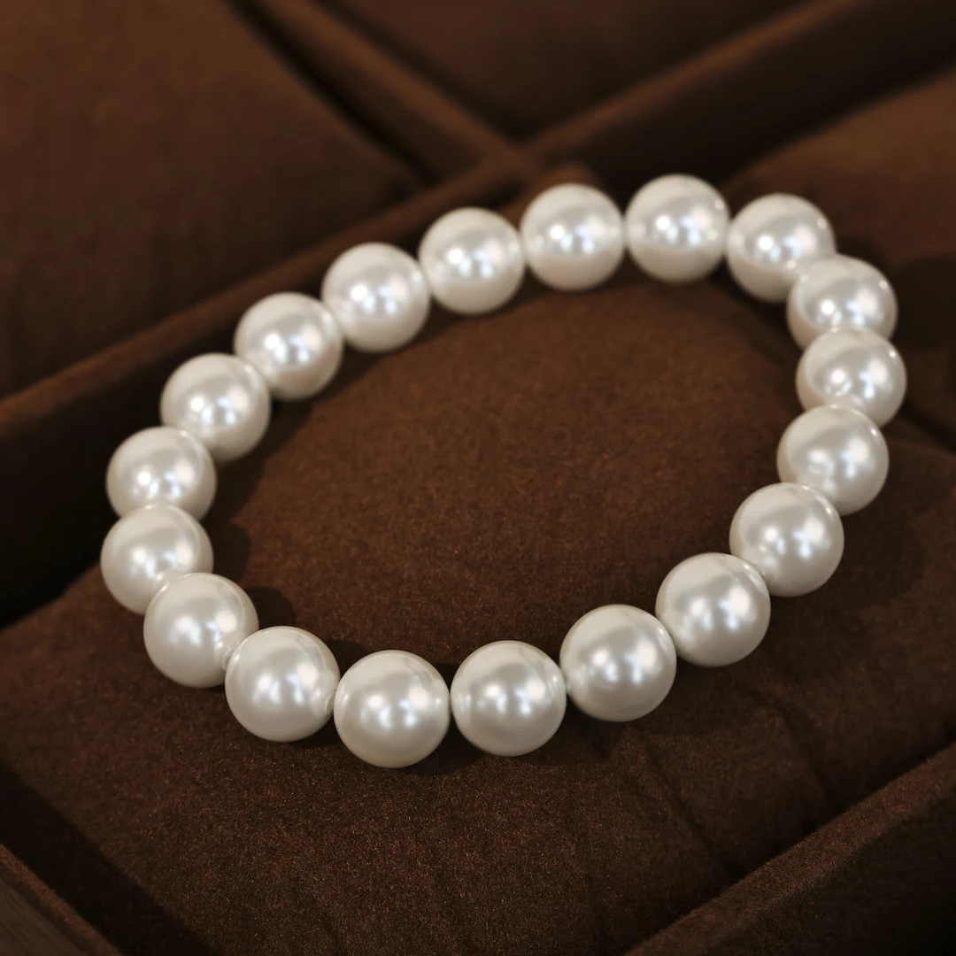 云湛 非金属仿珍珠手链 法式复古满串珠珠手链简约优雅弹力绳手串