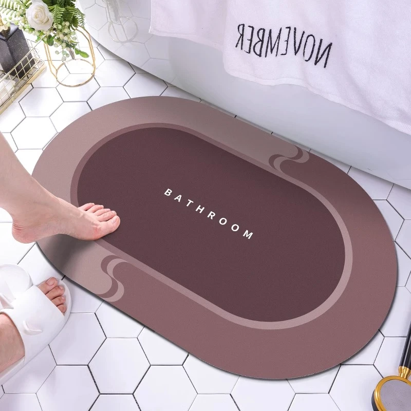 椭圆浴室吸水地垫硅藻泥软垫防滑速干脚垫卫浴厕所门口地毯地垫