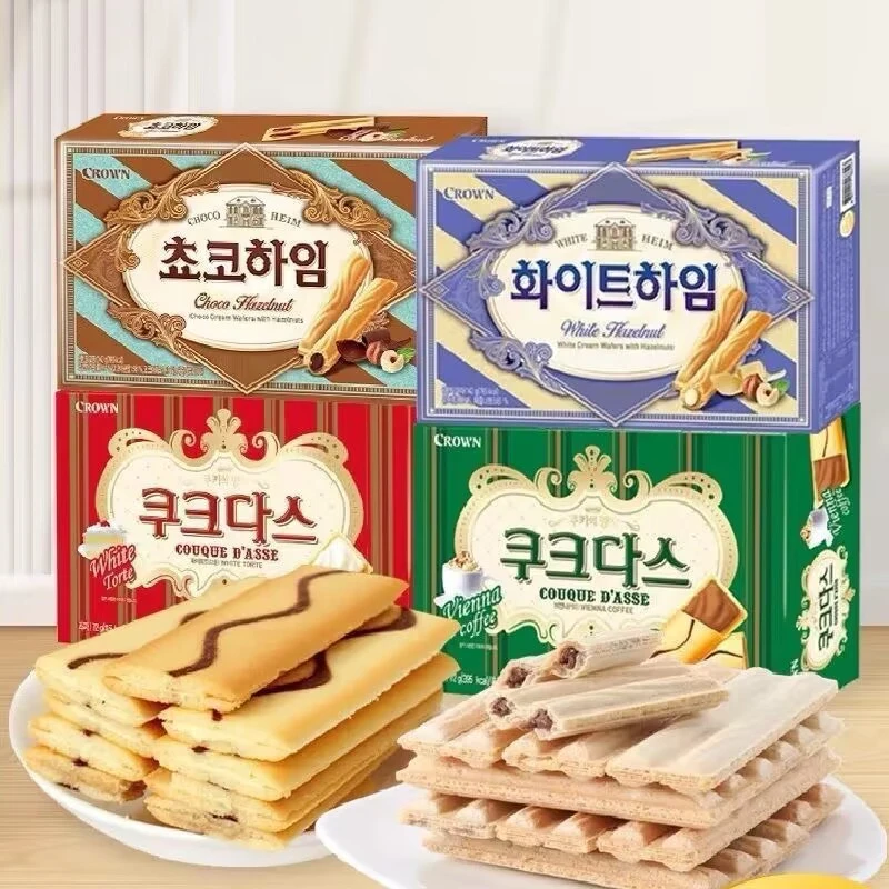 韩国进口克丽安榛子奶油巧克力蛋卷夹心条威化饼干酥脆下午茶零食