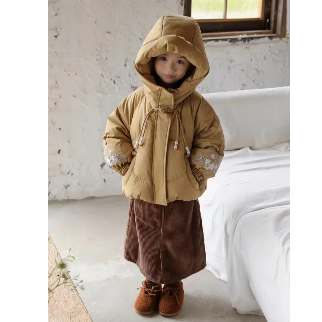 【自营｜线下款 国风刺绣 白鸭绒】女童冬款加厚羽绒服0925015