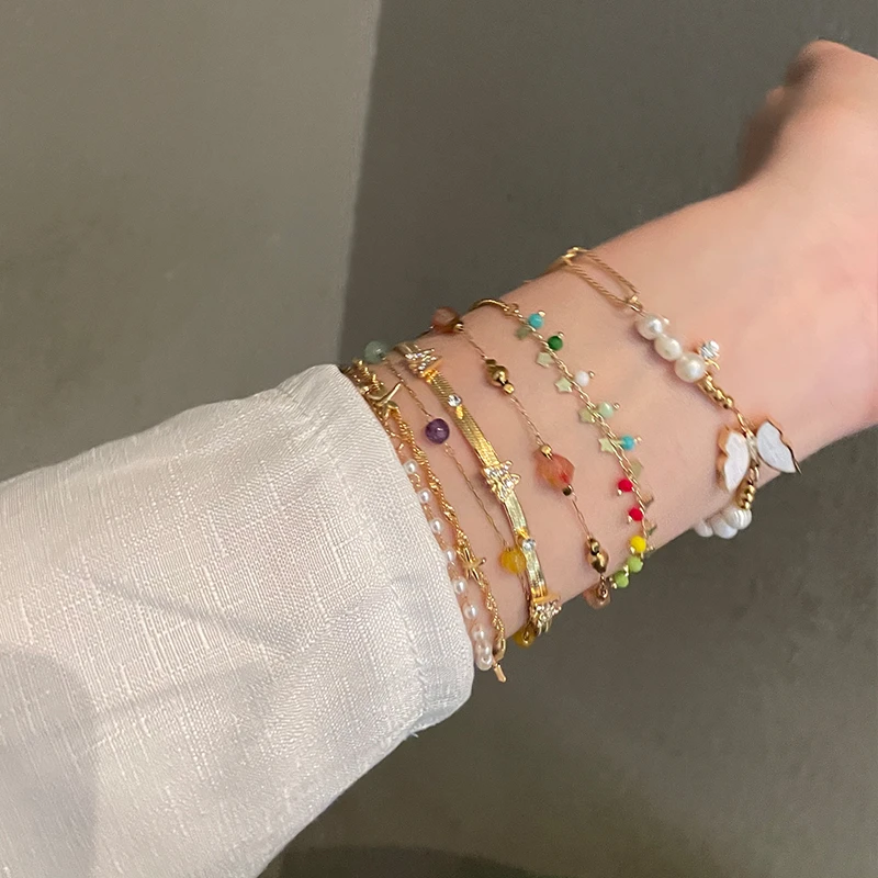 钛钢手链 洗澡不掉色 钛钢蝴蝶彩色手链小众温柔日常百搭脚链两用