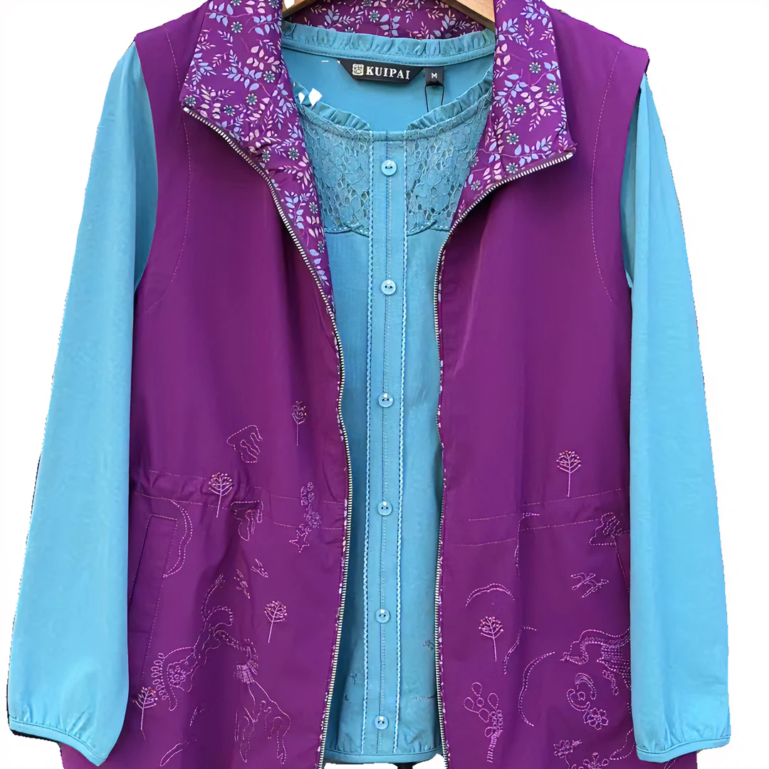 同城芒市葵牌女装马甲 中老年本地大码外套女士时尚拼接背心两件