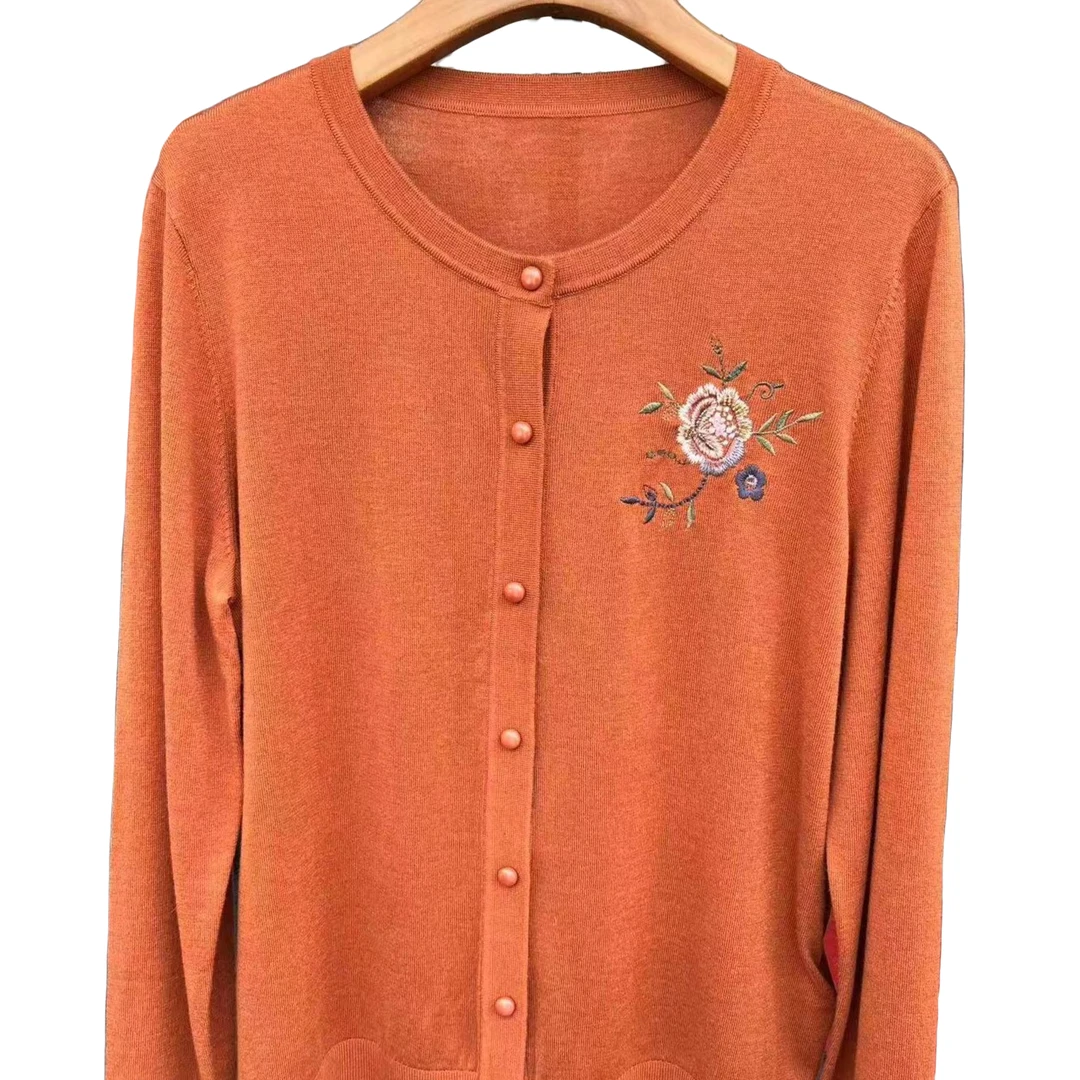 芒市葵牌女装秋季新款开衫春秋绣花长袖百搭