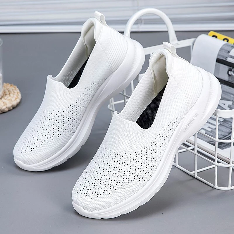 舒悦徒一脚蹬老人鞋轻便网鞋镂空透气妈妈鞋舒适套脚健步鞋软底
