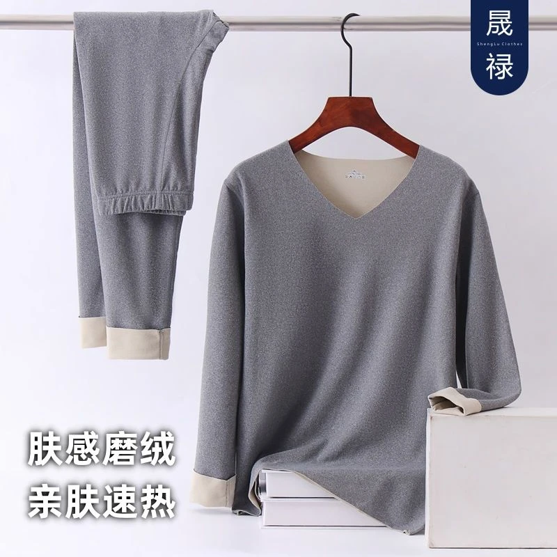 高品质【双面磨绒】男女士保暖内衣套装加厚加绒秋衣秋裤高弹修身