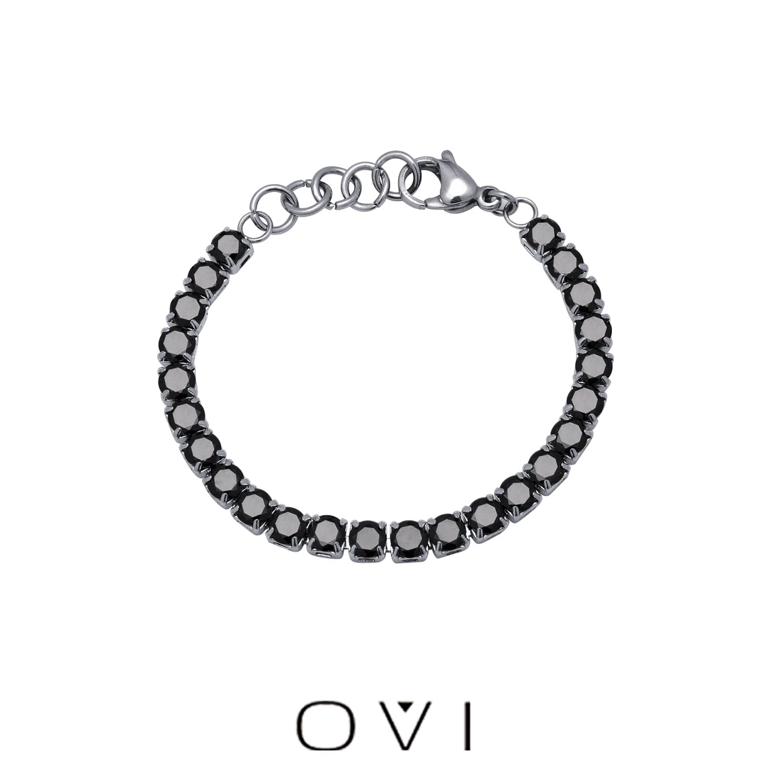OVI 钛钢手链 黑武士满锆方糖个性轻奢时尚手串高级感ins小众手链
