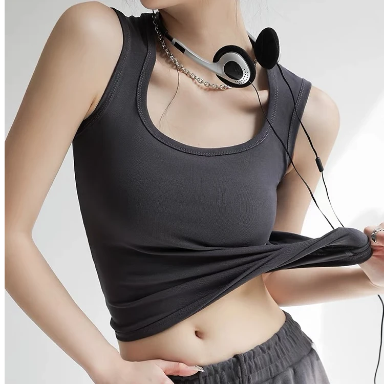【厂家直销】方领吊带工字背心女内搭夏季宽肩遮副乳T恤外穿上衣