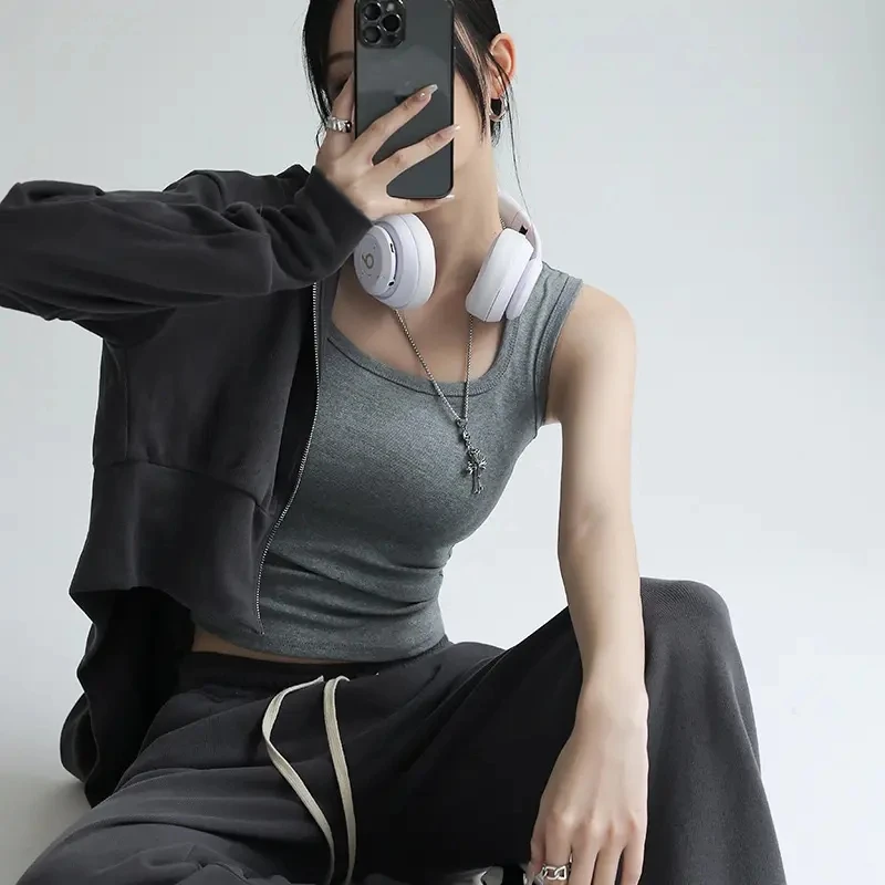 【24小时发货】方领吊带工字背心女内搭夏秋季宽肩遮副乳外穿打底