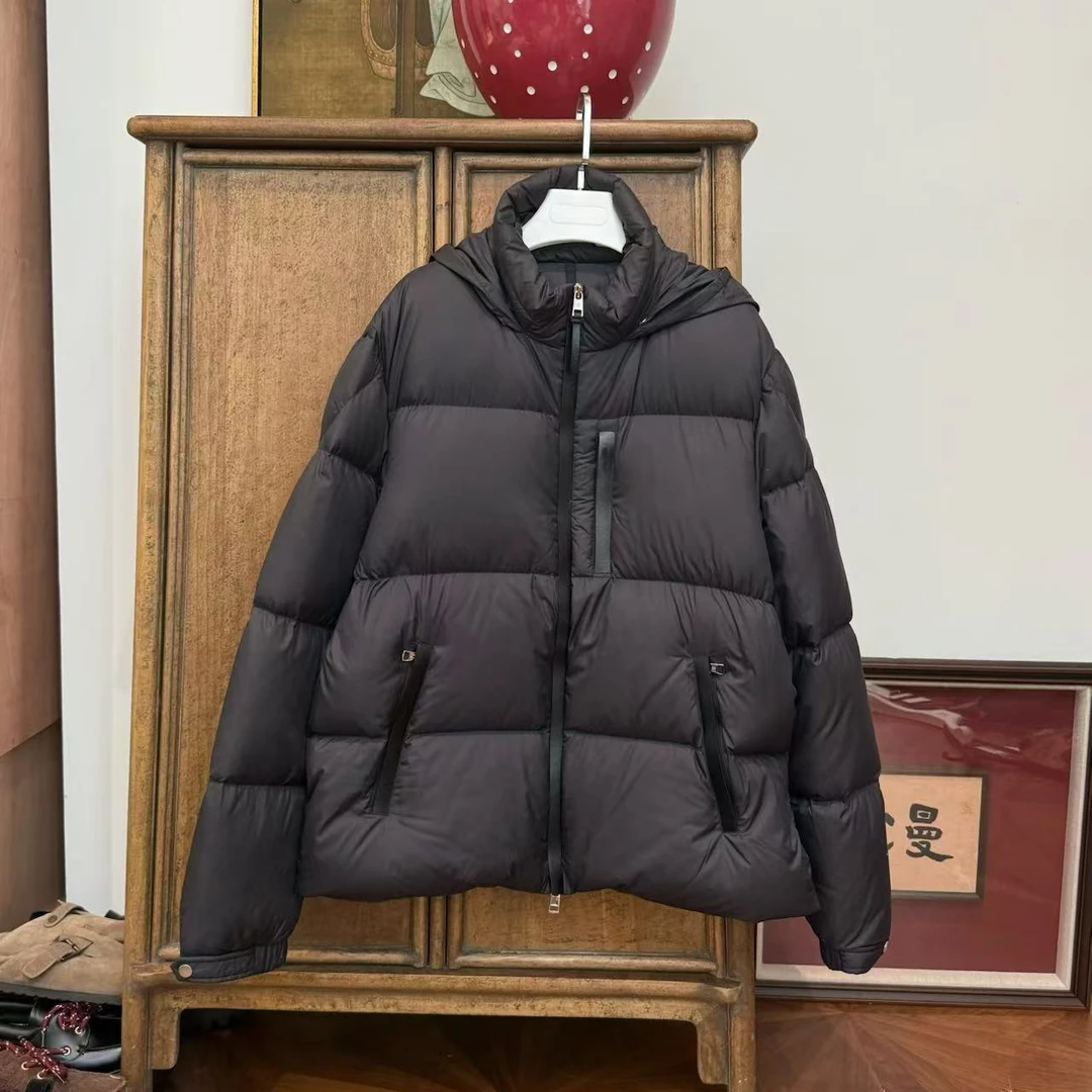 漫颜刘2024秋冬新品锦纶黑色鹅绒羽绒服立领长袖宽松男女同款外套