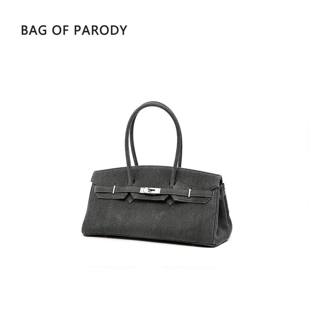 bag of parody牛仔铂金包2023新款凯莉包包大容量手提托特包手拎
