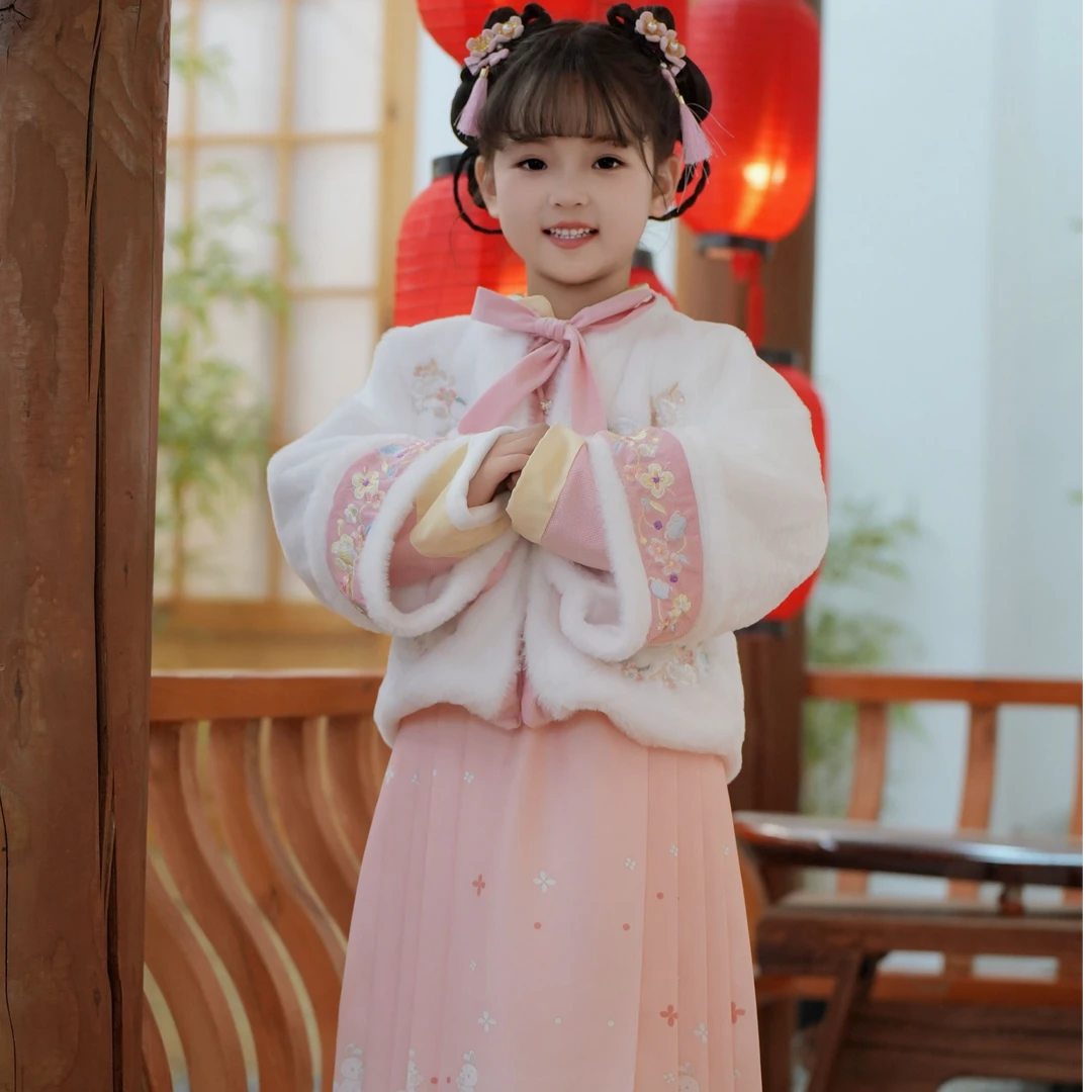 2024冬季新款加绒加厚中国风汉服唐装新年节日喜庆儿童拜年服套装