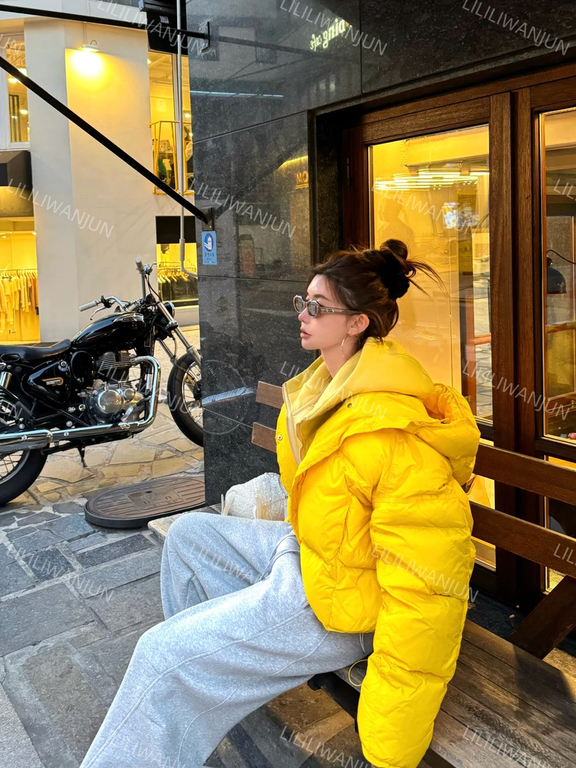 【婉君】韩系秋冬宽松加厚百搭连帽保暖羽绒服LWJ24D4C2438