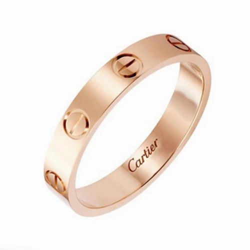 99新 Cartier/卡地亚 Love18k玫瑰金窄版戒指（尺码48-52）  原盒