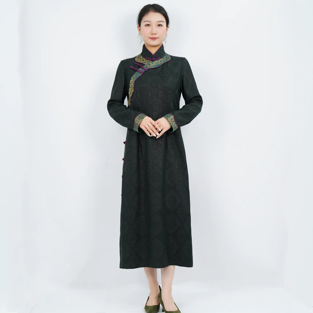 【万象有衣】阴阳和合-原创设计师款香云纱旗袍裙—6009