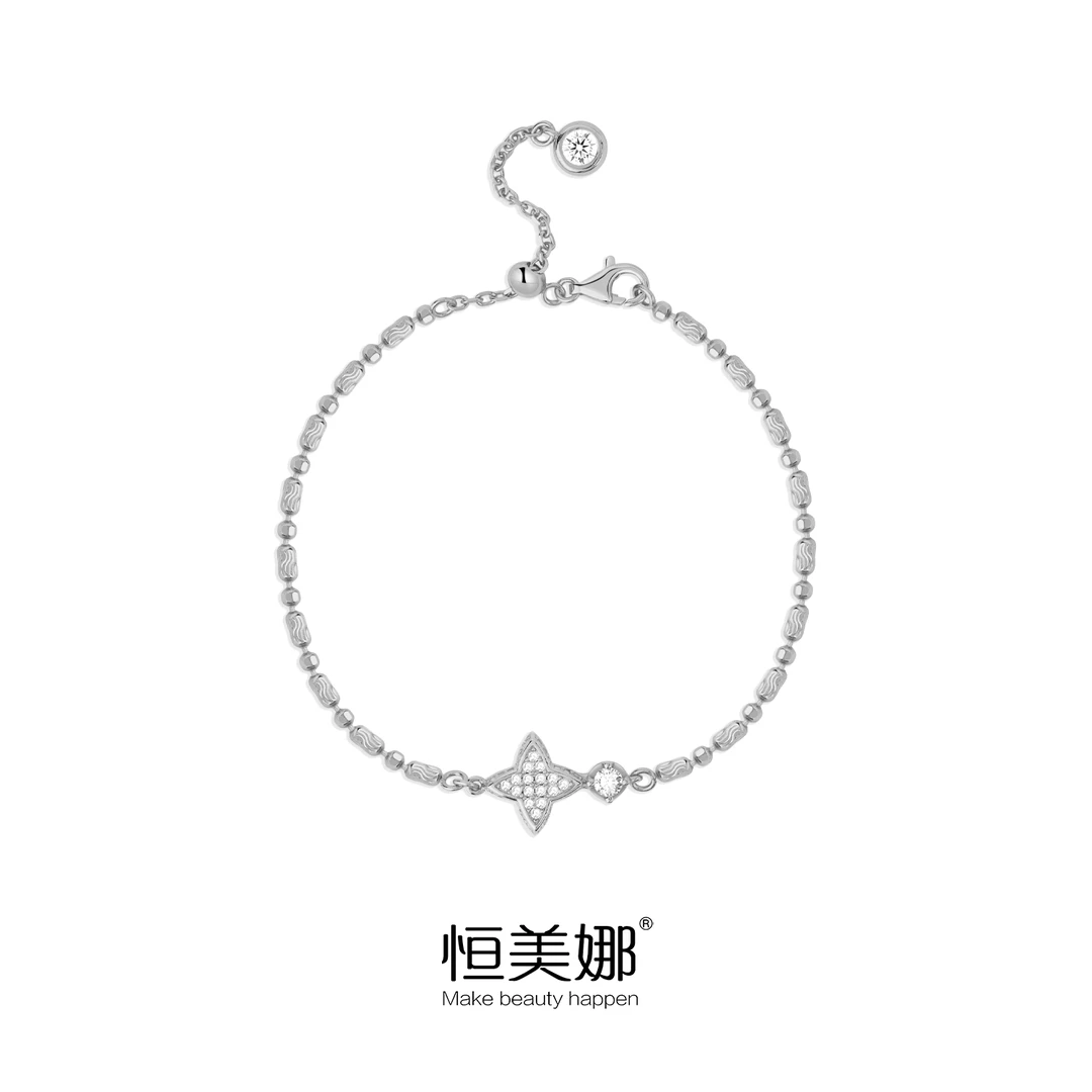 恒美娜 925银莫桑石手链 星星满镶两戴手链简约甜美气质时尚精致
