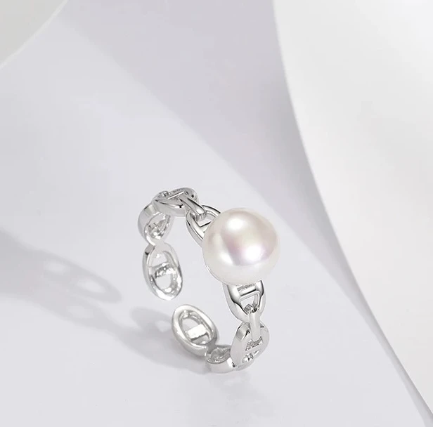 【珠公子】猪鼻子珍珠戒指7-8mm