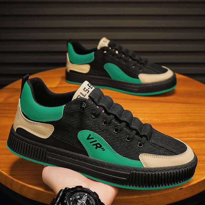 秋季男鞋新款透气帆布鞋子男潮流百搭厚底运动休闲鞋板鞋老爹潮鞋