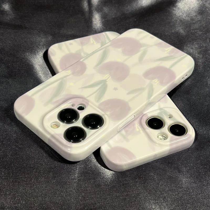 巧壳紫色郁金香适用苹果14Plus菲林手机壳iphone13promax新款11防
