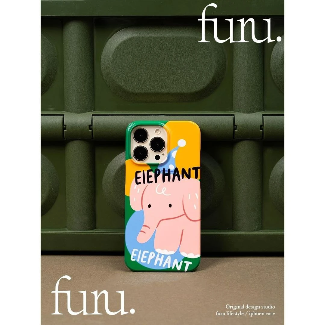 巧壳原创大象卡通苹果11手机壳iPhone12全包13promax菲林硬壳高级