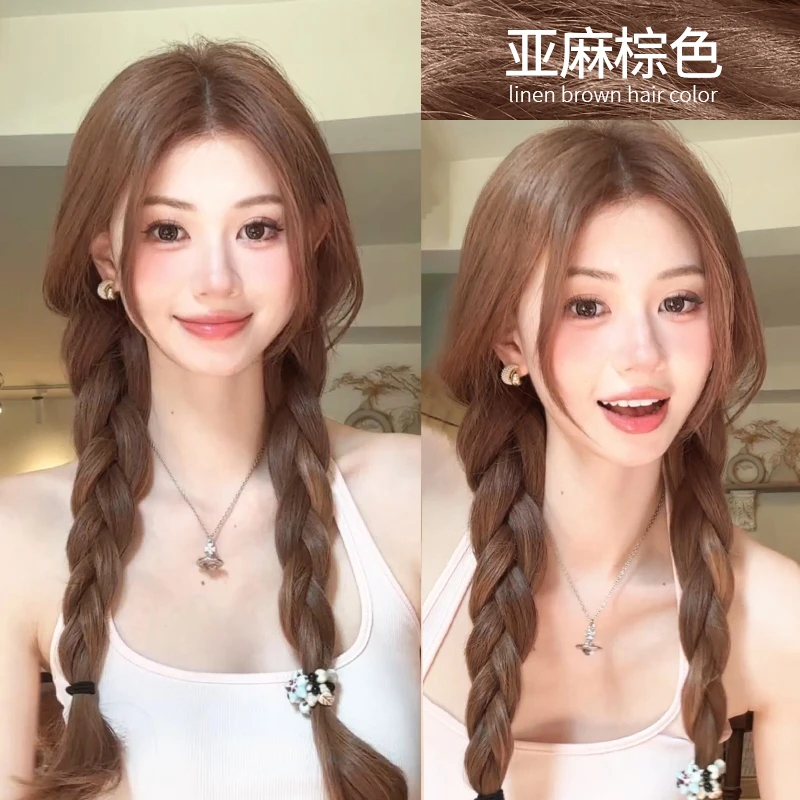 【买1送1】H25年亚麻棕色染发膏流行色植物纯染发剂自己在家染显白