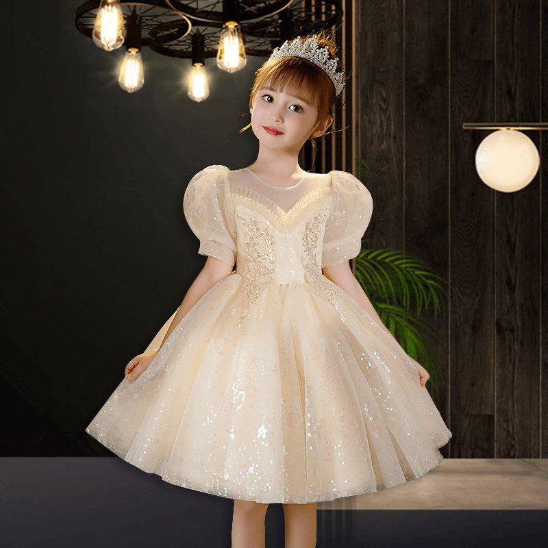 女童连衣裙夏生日儿童公主裙蓬蓬裙夏季花童婚纱主持人钢琴演出服