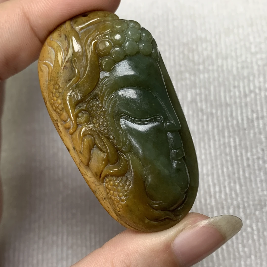 析木河磨玉佛魔一念之间原皮原色吊坠