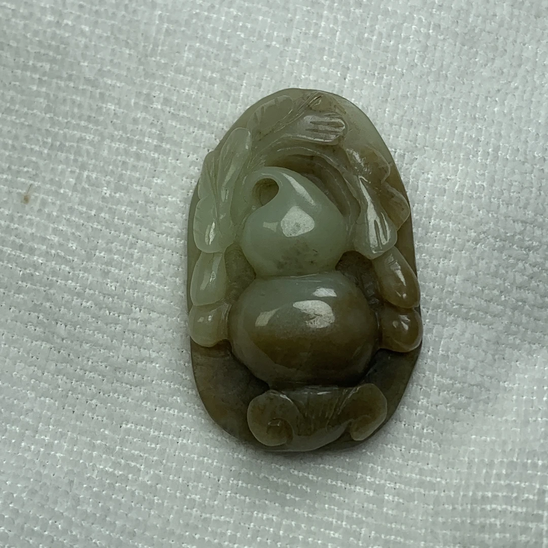 黄白老玉葫芦吊坠雕刻仿古