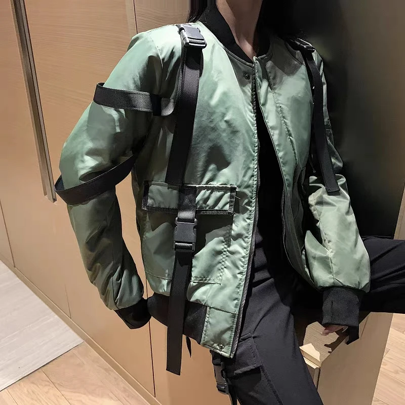 暗黑系机能风工装夹克外套女冬季潮酷穿搭帅气街头棉衣服10101