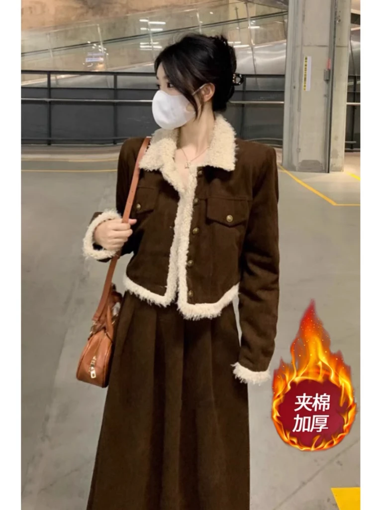 【加棉加厚】【两件套】小香风2024新款高级感半身裙两件套-813