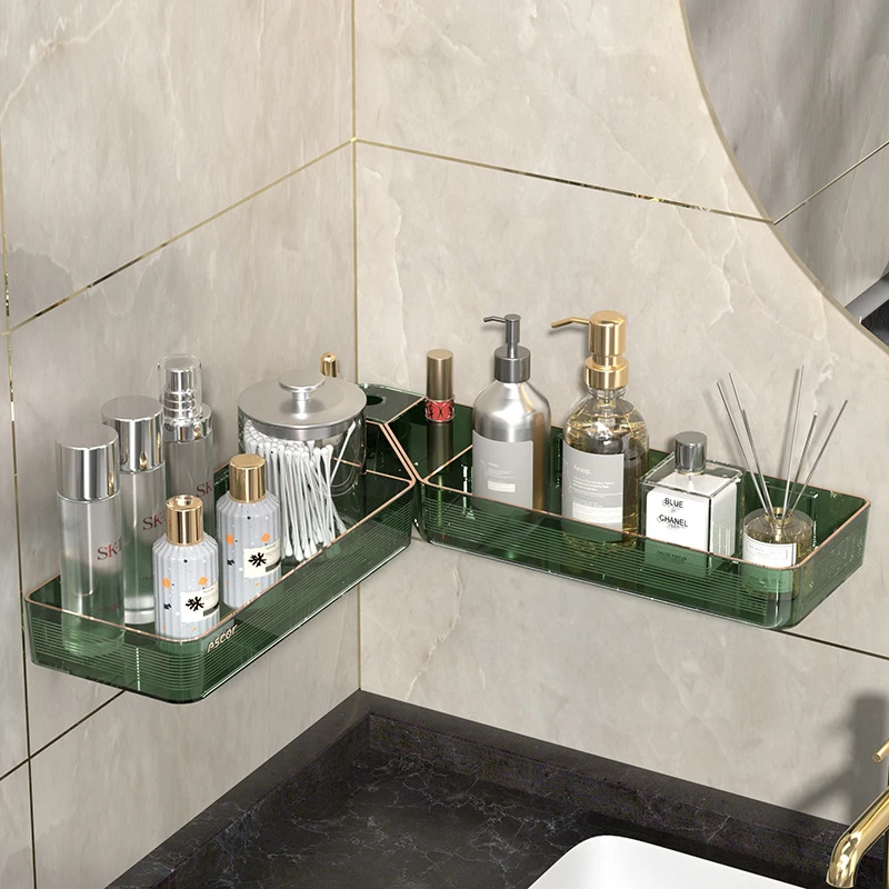 【新疆包邮】洗漱台转角置物架免打孔壁挂粘贴可旋转折叠收纳简约