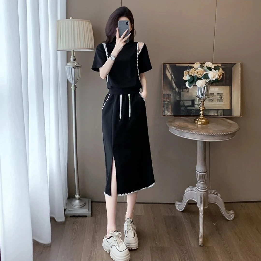 韩版女士休闲时尚套装裙显瘦气质减龄洋气运动半身裙子两件套百搭