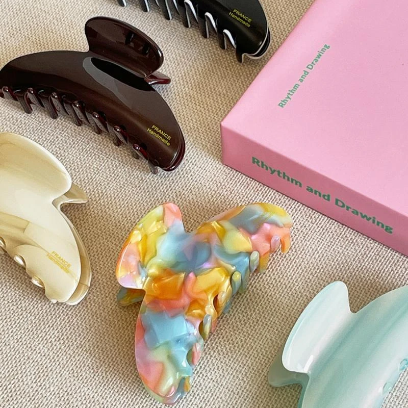 糖果抓夹韩国france醋酸大号iins后脑勺高级发夹发抓鲨鱼夹大码女