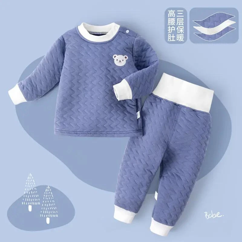 婴儿冬季加绒加厚保暖套装男女宝宝纯棉秋衣秋裤新生儿打底内衣