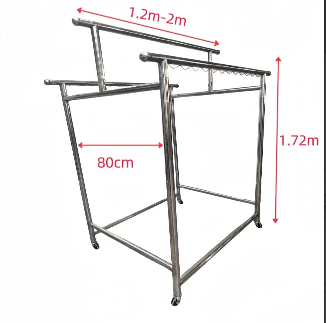 三杆加宽80公分不锈钢晾衣架可折叠伸缩大容量室内外不锈钢晾衣架