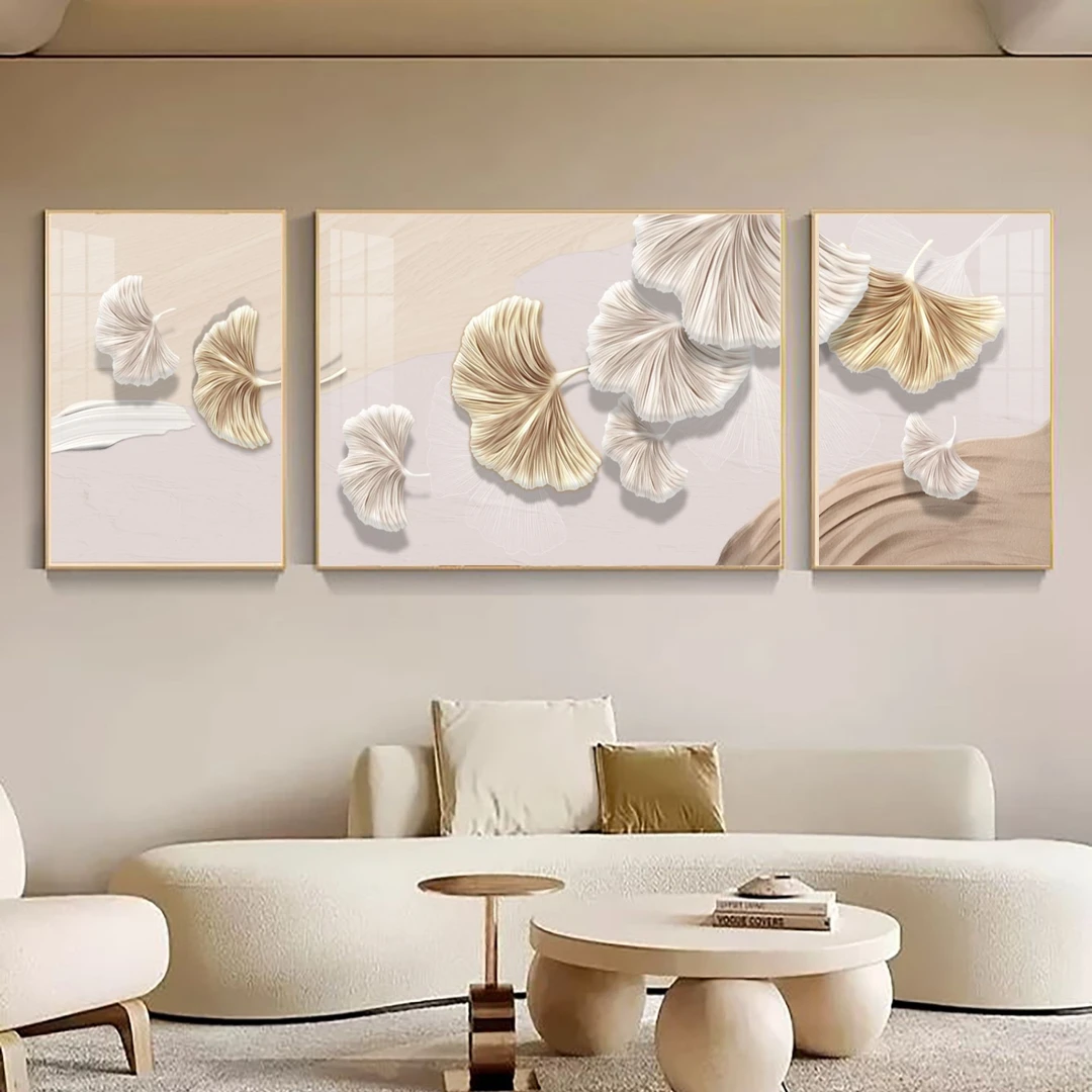 法罗迪【银杏满堂】客厅三联画沙发背景墙装饰画墙壁挂画高级感壁画