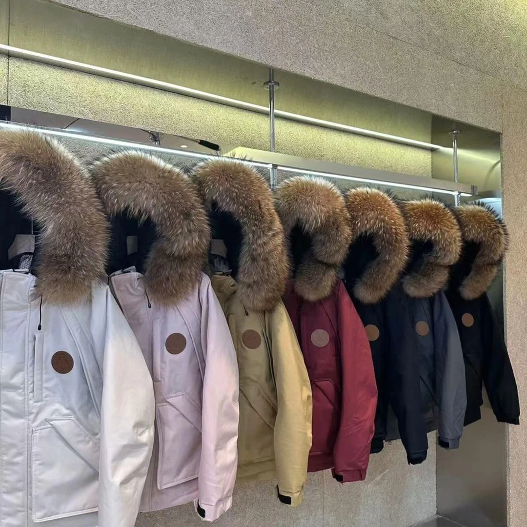 #8849连帽防寒工装大毛领派克服女冬季百搭保暖-衣长70 L