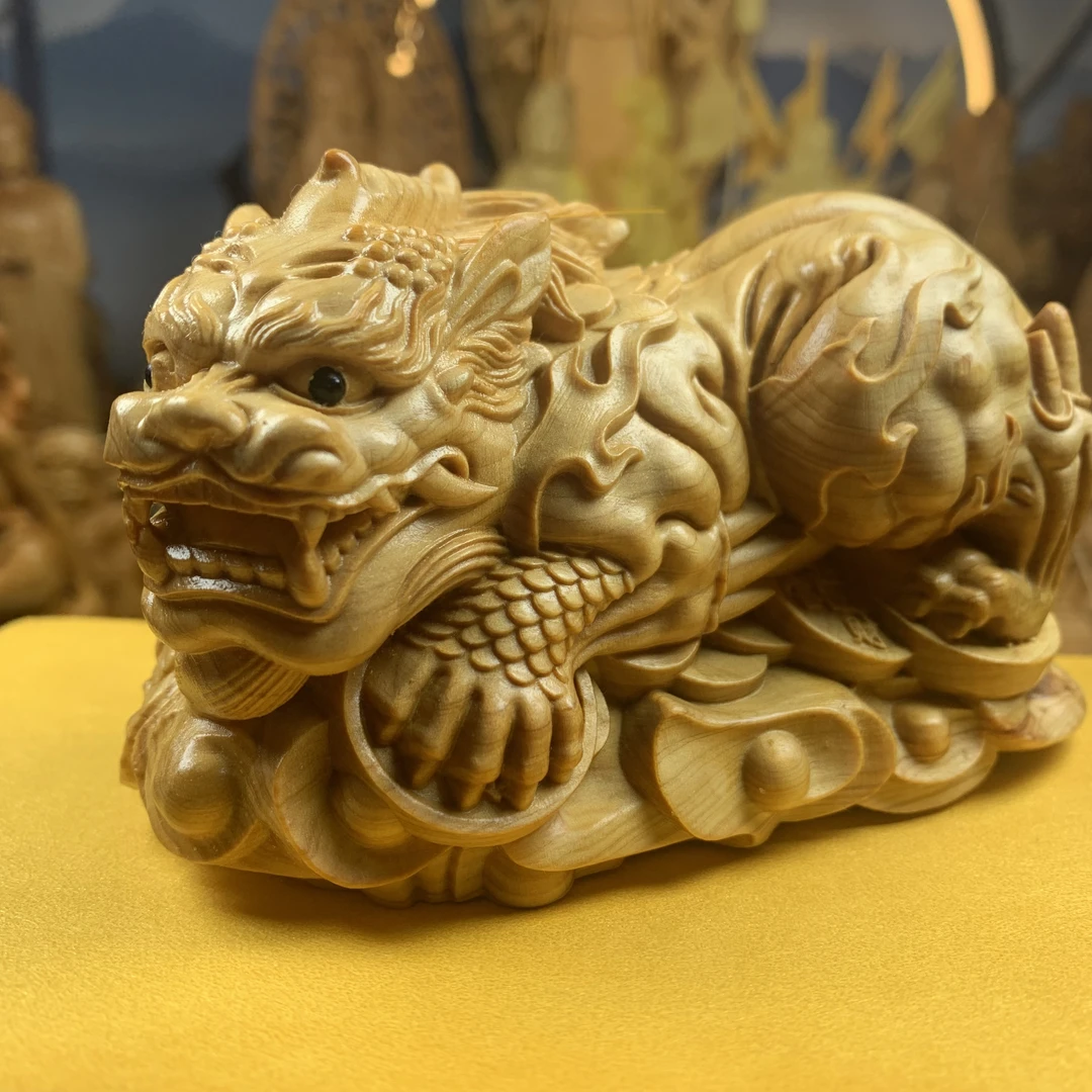 天禄大貔貅  太行柏木根雕木雕工艺品把玩件摆件家居饰品