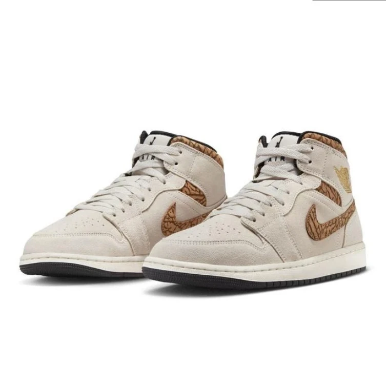 NIKE/耐克正品AJ1 经典卡其棕中帮复古休闲篮球鞋男鞋DZ4129-102