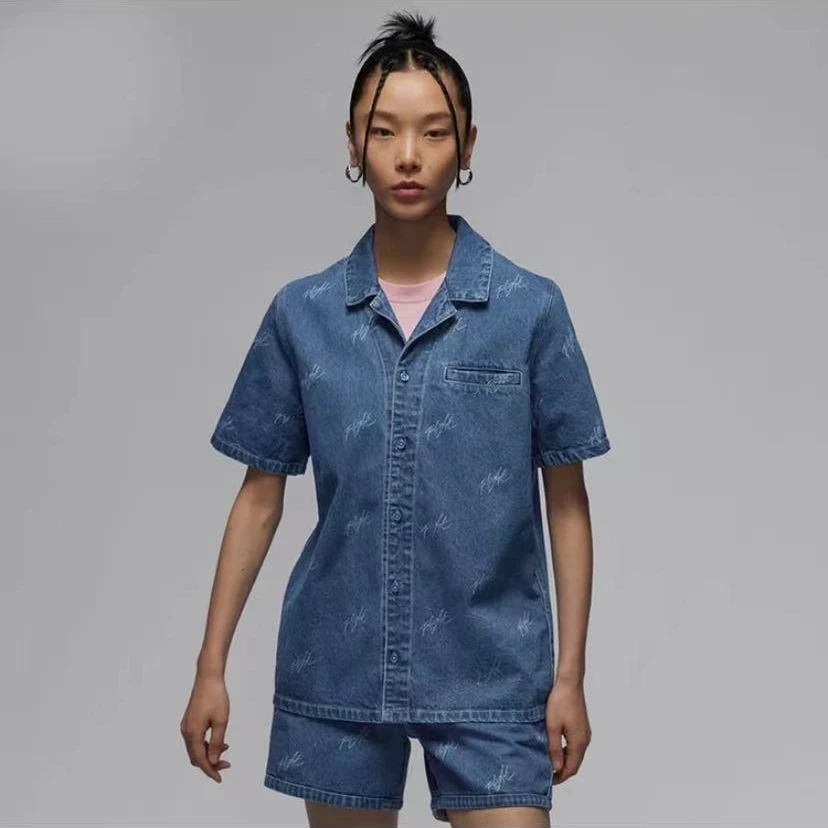 NIKE/耐克AIR JORDAN男女款夏运动牛仔短袖外套FN5770-453雅丹