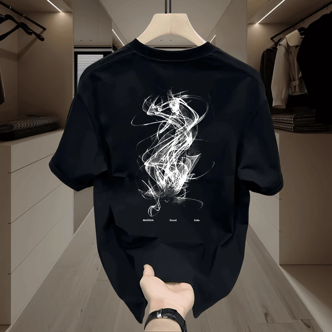 美式痞帅重磅短袖T恤青年男女百搭款夏季ins潮牌宽松印花圆领上衣