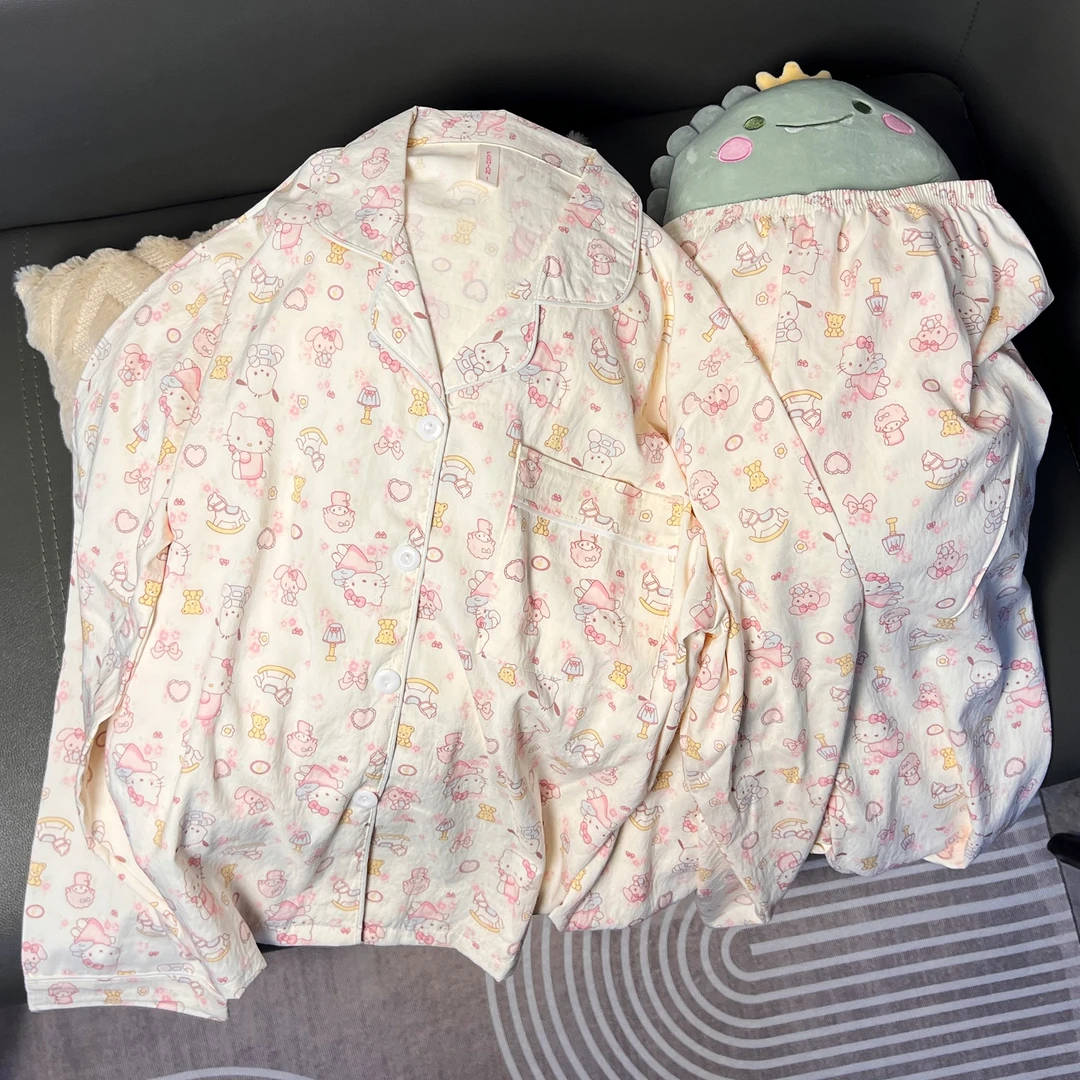 2024新款云朵棉睡衣女春秋季长袖长裤卡通可爱学生家居服套装外穿