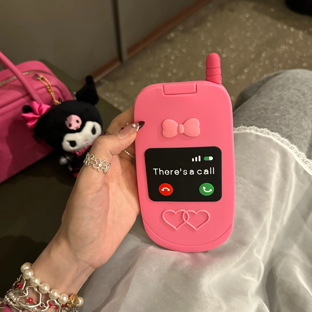 日韩硅胶翻盖手机造型镜子时尚适用苹果15iphone14手机壳13promax