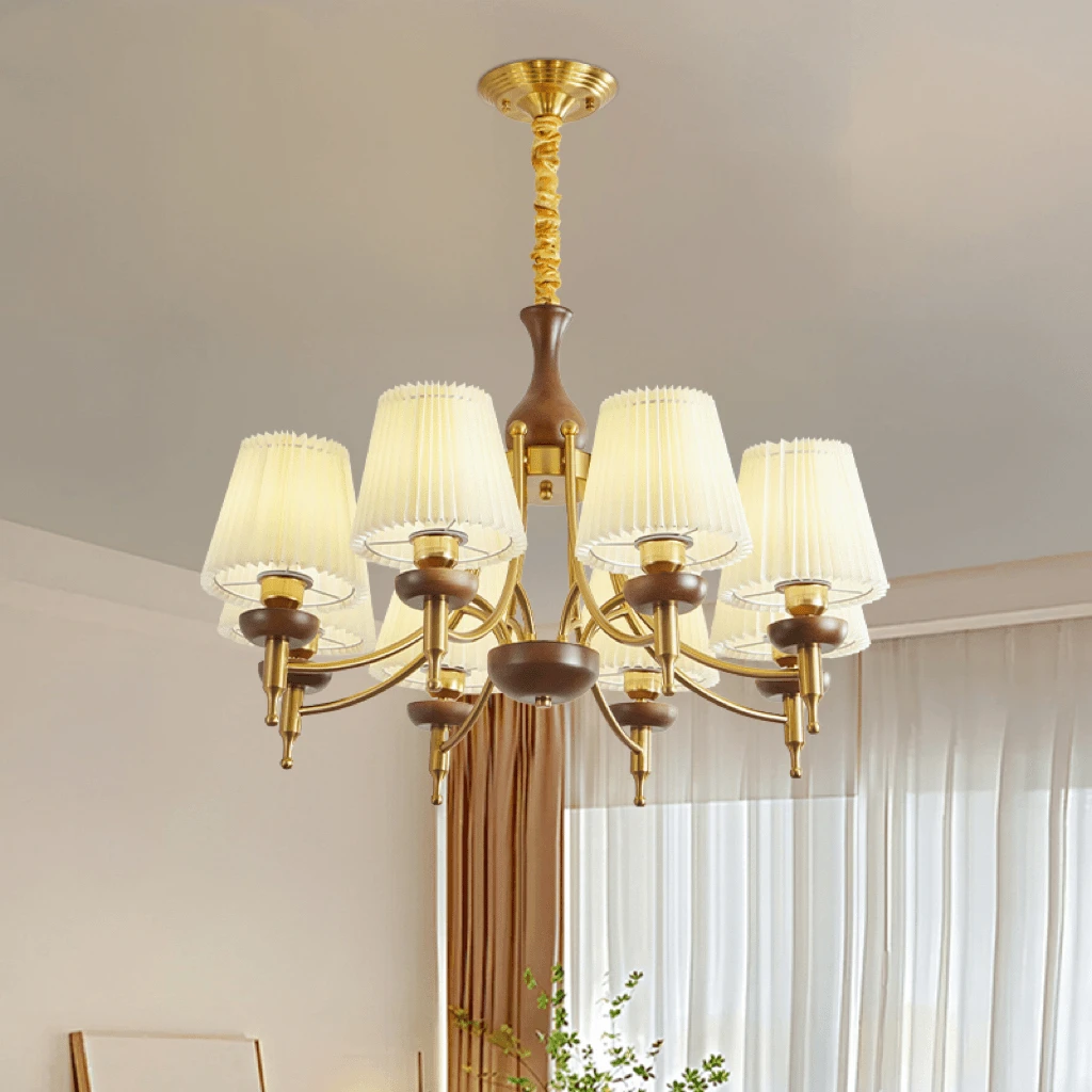 美式复古吊灯客厅灯法式中古实木民宿吊顶灯大气新款餐厅枝形吊灯