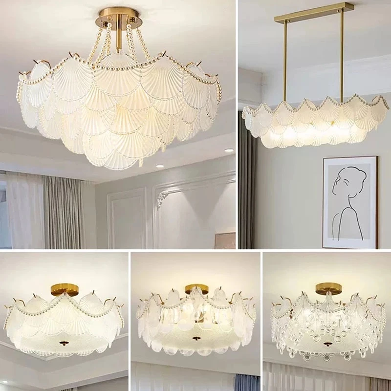 北欧法式风羽毛贝壳轻奢吊灯简约大气主卧室房间餐厅华丽轻奢系列