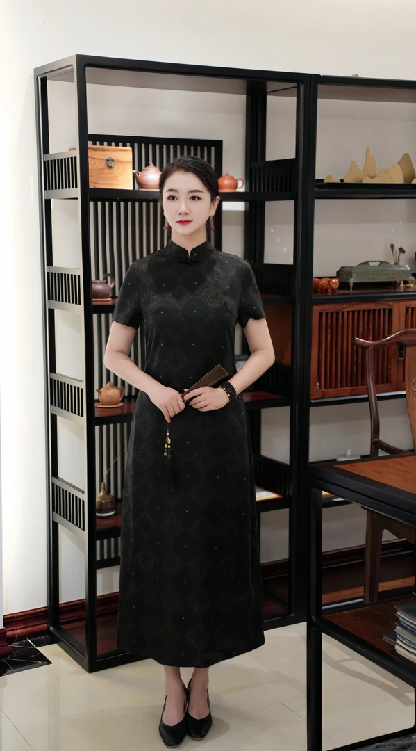 大巧[韶华]35姆米透孔花萝缎香云纱旗袍改良连衣裙遮肉